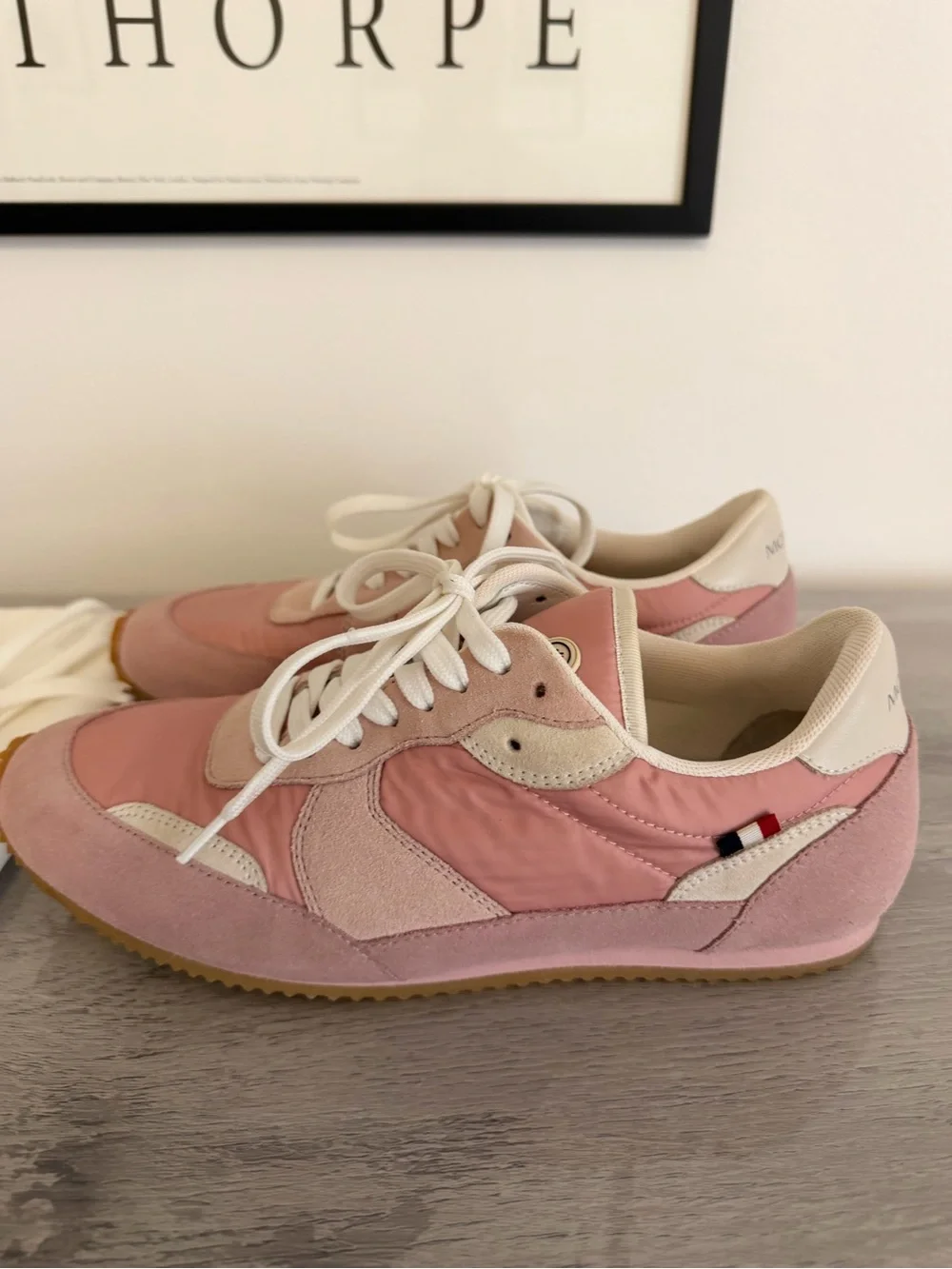 Moncler Authentic Pink Suede & Nylon low-top Retro Sneakers Size 8 (EU 38)
